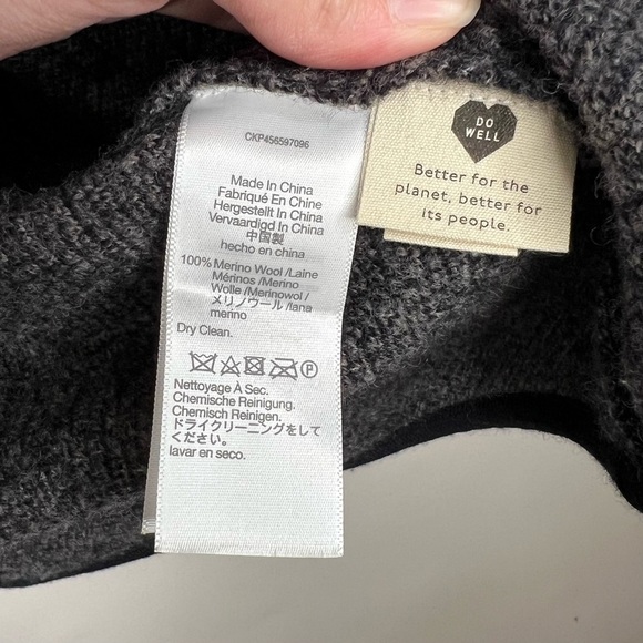 Madewell Herringbone Courton Sweater Coat Black Gray Merino Wool Oversized XS - Picture 7 of 10